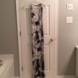 NICOLE MILLER razor back abstract print maxi dress